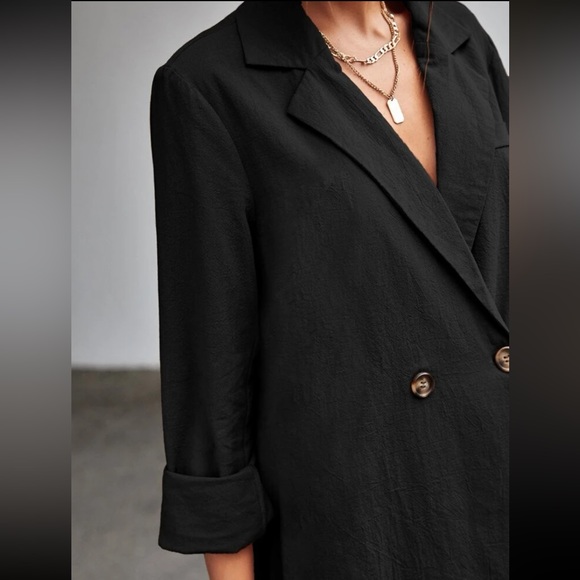 Lapel Collar Button Front Blazer And Shorts Set - Picture 4 of 5